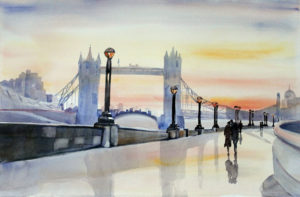 London, Tower Bridge, Watercolour